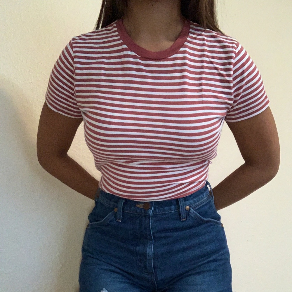 Brandy Melville Red Striped Tee
